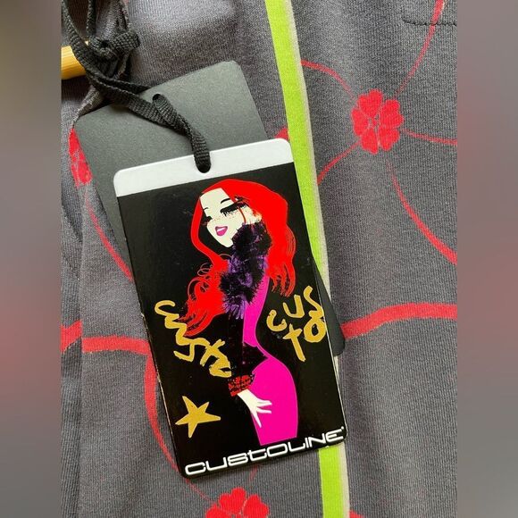 CUSTO BARCELONA Vintage Y2K Graphic Print MINI DRESS with faux fur NWT Sz 1 - Picture 4 of 10